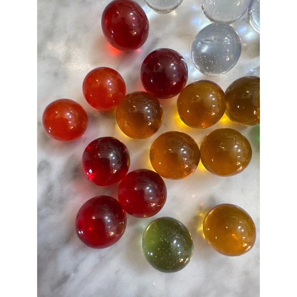 Vintage Glass Marbles Set 28pc Translucent Rainbow Colors 15mm Round Decorative